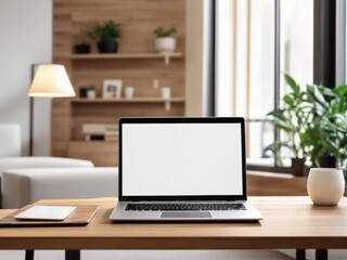 Laptop with White Screen for Website Mockup Presentation
