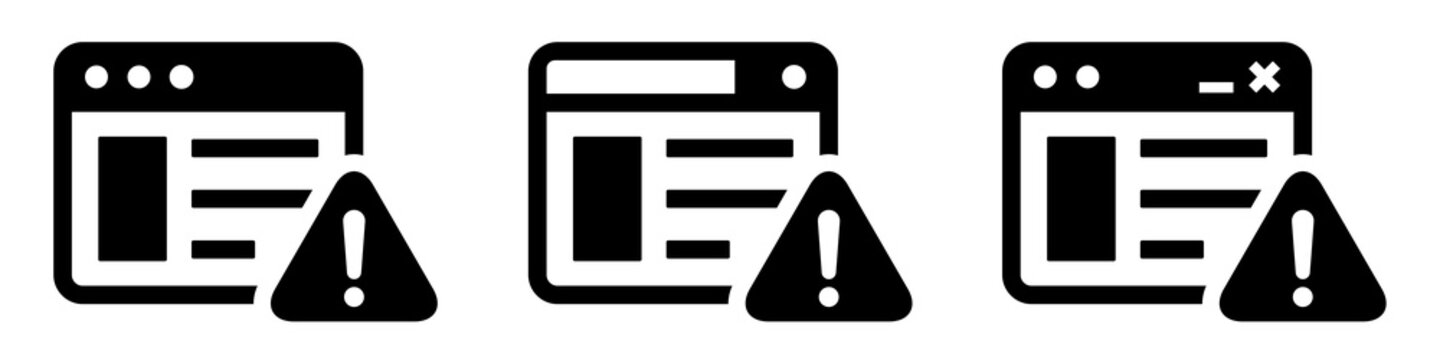 Web error page icon. Web warning page icon, vector illustration