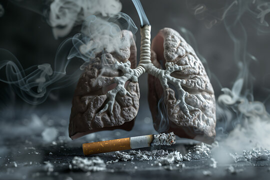 A powerful image contrasting human lungs with a cigarette, highlighting the dangers of smoking and the importance of respiratory health.