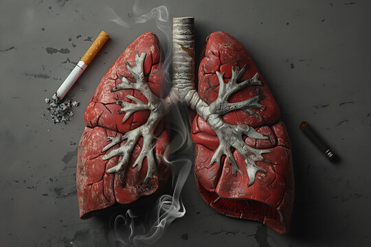 A powerful image contrasting human lungs with a cigarette, highlighting the dangers of smoking and the importance of respiratory health.