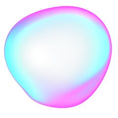 The large, colorful, abstract, bubble 3D object with a blue and pink hue