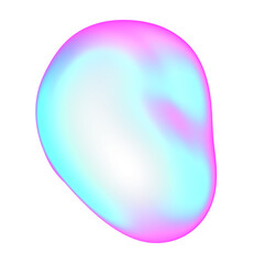 The large, colorful, abstract, bubble 3D object with a blue and pink hue