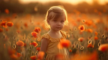 Abwaschbare Fototapete Child in Poppy Field Lifestyle © XtravaganT