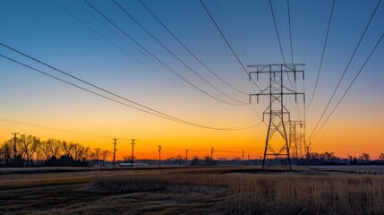 Sunrise Over Urban Power Lines