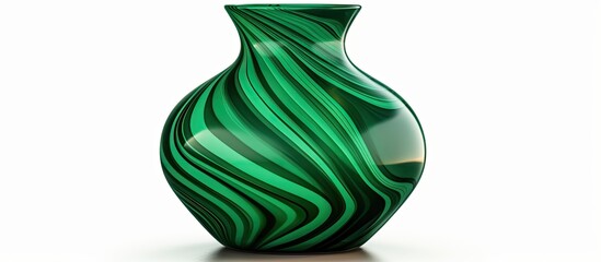 A unique artifact, this green vase with a zebra print is a creative piece of pottery that will stand out on any tableware collection. The contrast against the white background enhances its beauty