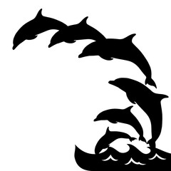 silhouette of a dolphins