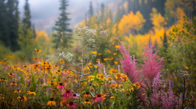 Autumnal Wildflowers Panorama