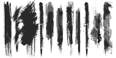 Set of artistic pen brushes. Hand drawn grunge strokes.