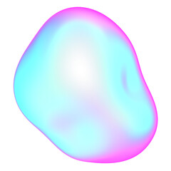 The large, colorful, abstract, bubble 3D object with a blue and pink hue