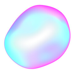 The large, colorful, abstract, bubble 3D object with a blue and pink hue