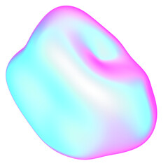 The large, colorful, abstract, bubble 3D object with a blue and pink hue