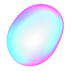 The large, colorful, abstract, bubble 3D object with a blue and pink hue