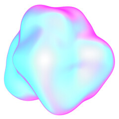 The large, colorful, abstract, bubble 3D object with a blue and pink hue