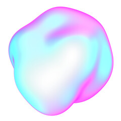 The large, colorful, abstract, bubble 3D object with a blue and pink hue