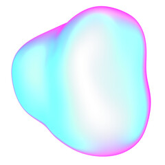 The large, colorful, abstract, bubble 3D object with a blue and pink hue