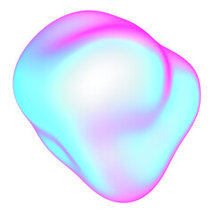 The large, colorful, abstract, bubble 3D object with a blue and pink hue