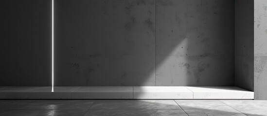 A monochrome photo showcases a wooden flooring shower stall with grey tints and shades, glass walls, and a dark asphalt road surface aesthetic - obrazy, fototapety, plakaty