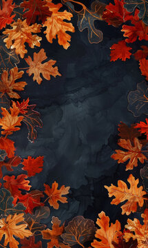 Warm autumn leaves framing a dark space, giving a cosy, seasonal feel.