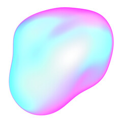 The large, colorful, abstract, bubble 3D object with a blue and pink hue
