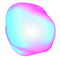 The large, colorful, abstract, bubble 3D object with a blue and pink hue