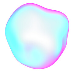 The large, colorful, abstract, bubble 3D object with a blue and pink hue
