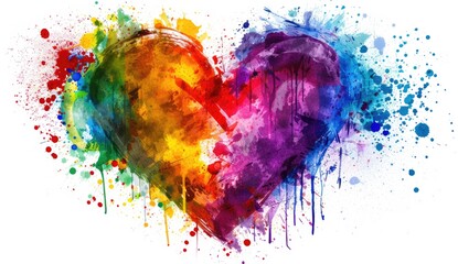 Heart paint splatter background with colored paint splatters
