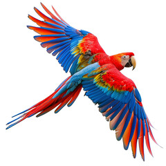 Fototapeta premium A scarlet macaw parrot flying isolated on transparent background