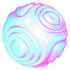 The large, colorful, abstract, bubble 3D object with a blue and pink hue
