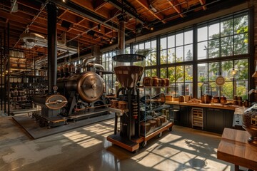 Coffee Roastery Exhibition Space with Interactive Viewing Experience