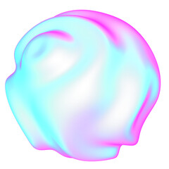 The large, colorful, abstract, bubble 3D object with a blue and pink hue