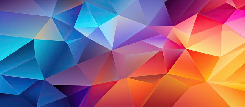 A vibrant artistic display of triangles in various shades of purple, violet, and magenta, creating a mesmerizing pattern with symmetry and creative arts flair