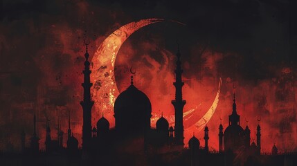 Arabian Night Mosque Illustration