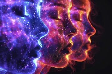 Linear IgA Disease Skin Blistering Process, Multicolor Neon Illustration of Dermatological Condition