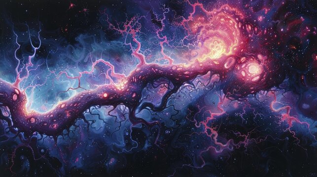 Giant Cell Arteritis Temporal Arteries Inflammation. Neon Multicolor Art