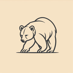 Simple line graphic logo of North American bear, simple minimal, cute--no realistic photo details сreated with Generative Ai