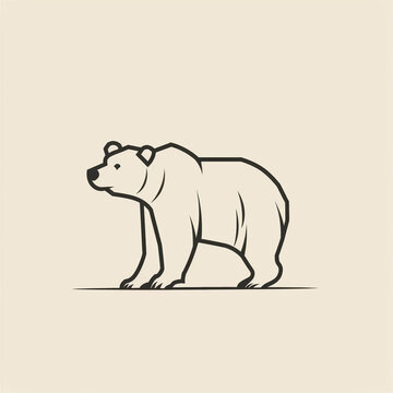 Simple line graphic logo of North American bear, simple minimal, cute--no realistic photo details сreated with Generative Ai