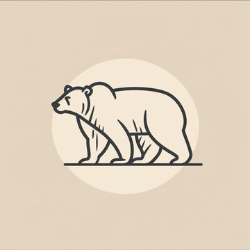 Simple line graphic logo of North American bear, simple minimal, cute--no realistic photo details сreated with Generative Ai