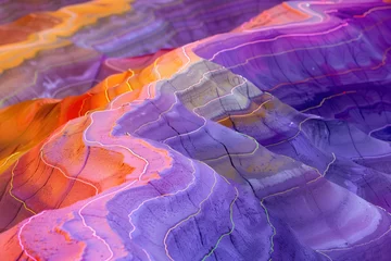 Fototapete Kürzen Surreal colorful landscape inspired by Grand Canyon. rock formations. Abstract colorful background image. Created with Generative AI technology