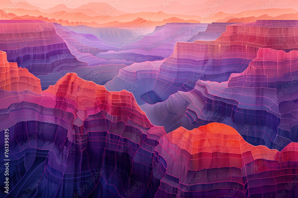 Aufkleber surreal colorful landscape inspired by grand canyon. rock formations. abstract colorful background i