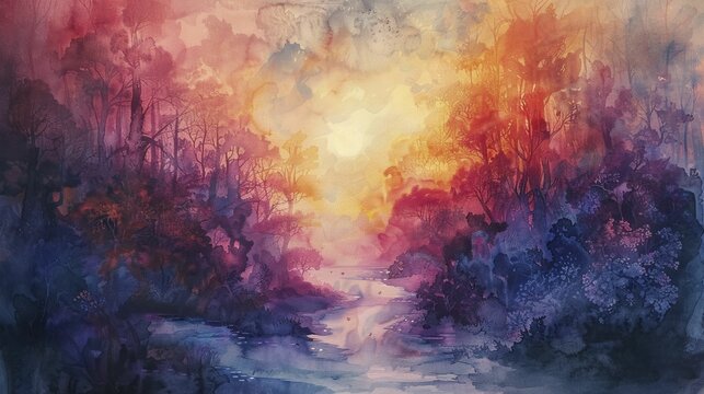 Explore the tranquil depths of silent autoimmunity within the body, painted in a gentle watercolor style.
