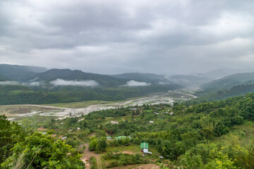 Fototapeta na wymiar Lairouching village and the barak river is situated in senapati district. people of this village are living in very peaceful manner.