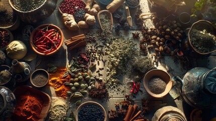Spices and Herbs in Natural Light