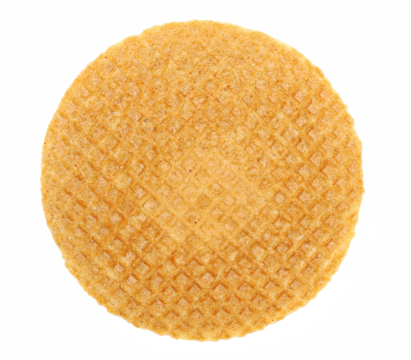 Dutch waffles with caramel isolated on white background, top view
