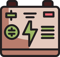 battery, icon colored outline
