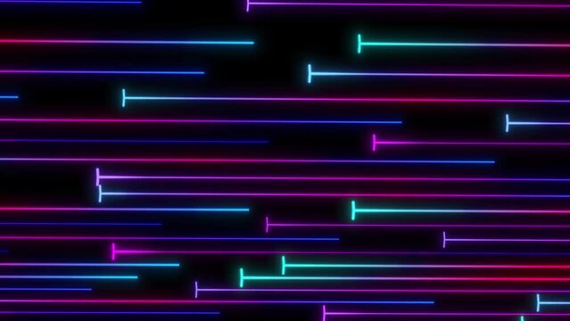 Neon Line Randomly Moving Loop Animation, Glowing Digital Dot And Line Stemless Loop Animation, Abstract Multi Color Glowing Line Moving  Digital Glowing Line Moving And Circle Dot Randomly Animated O