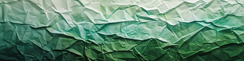 Intriguing elegance of a crumpled paper background, painted in a serene green tone, evoking a sense of tranquility and freshness.