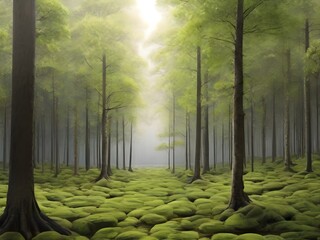 misty morning in the forest