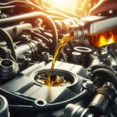 Close-Up of Pouring Engine Oil (Emphasizes Importance)