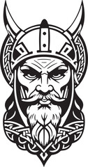 Great line art style Viking head vector graphic template, Suitable for logo design, tattoo design or print on demand
