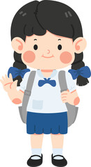 Kid girl student wearing uniform Say Hello - 761403209